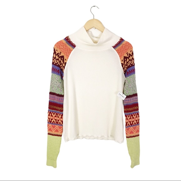 Free People Sweaters - Free People Prism Sweater Ribbed Top Knit Sleeves